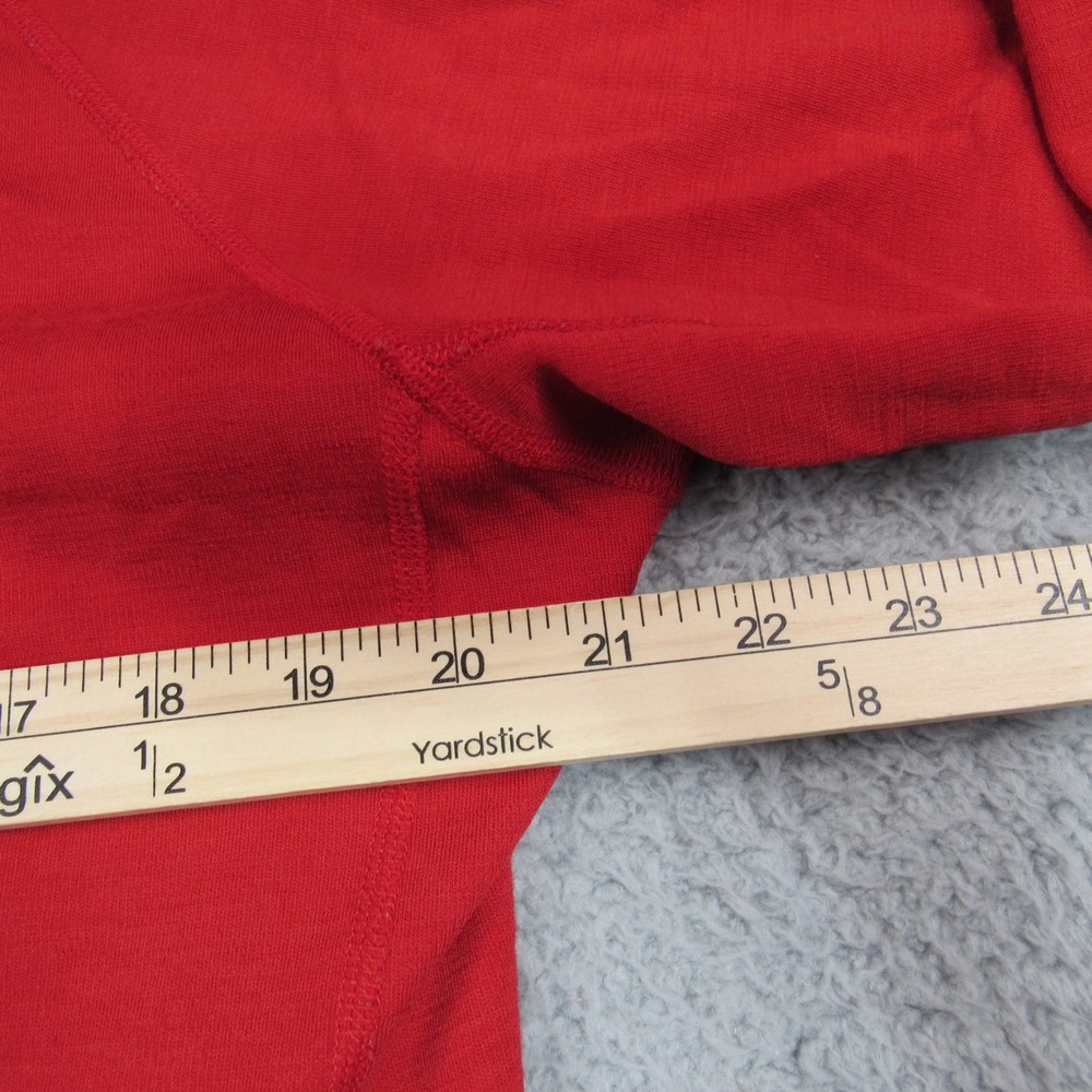 Ibex Merino Wool Full Zip Sweater Mens Large Red Grey Thumbhole Shoulder Pocket - Picture 8 of 9